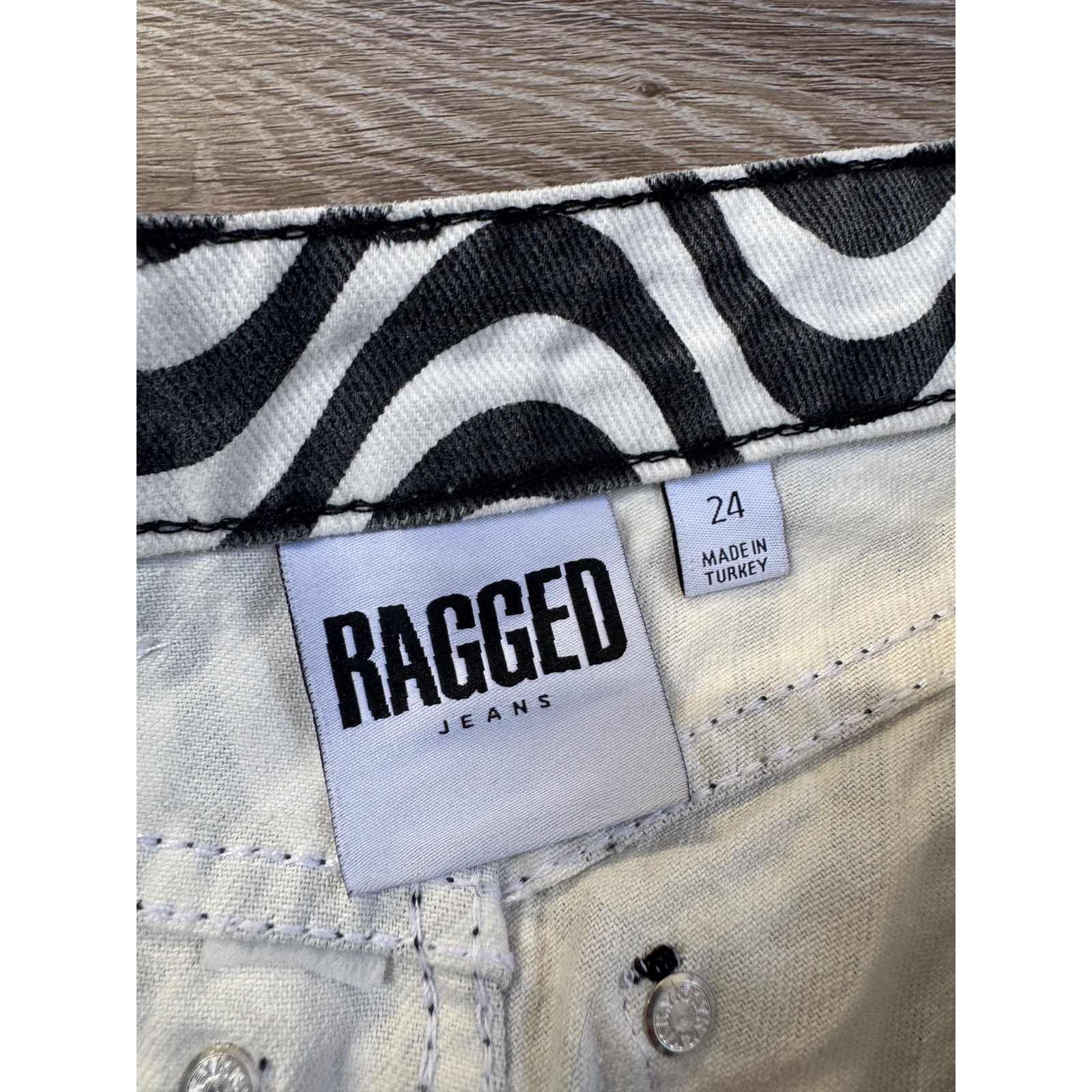 The Ragged Priest Wave Print Dad Jeans Y2k Psychedelic Op Art High Rise Retro 24 — image 5 of 8
